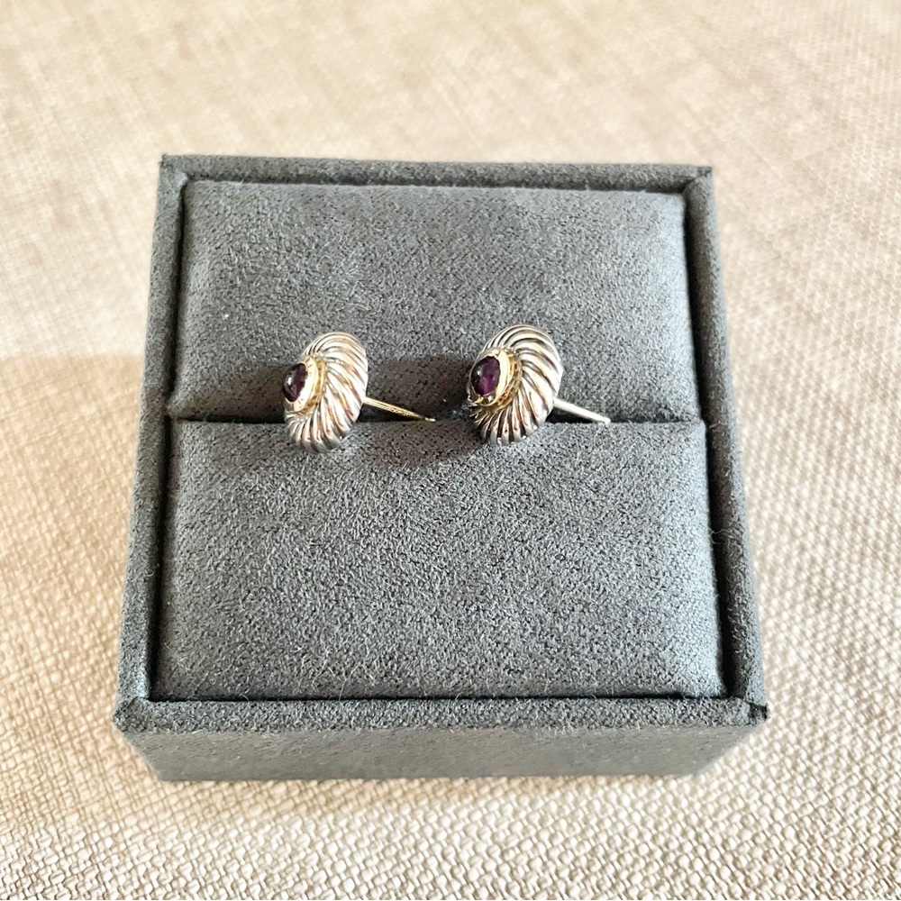 David Yurman Amethyst Cookie Stud Earrings - Picture 8 of 10